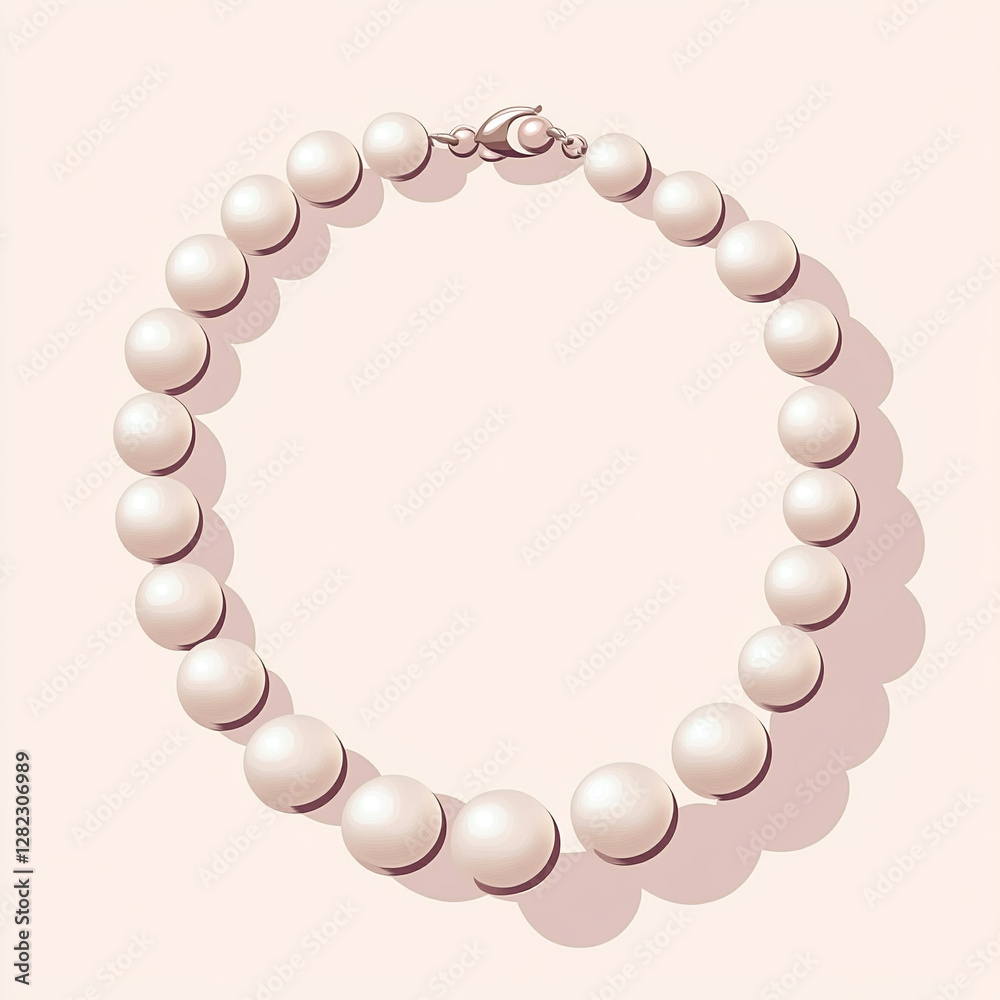 Obraz premium White pearl bracelet on beige background.