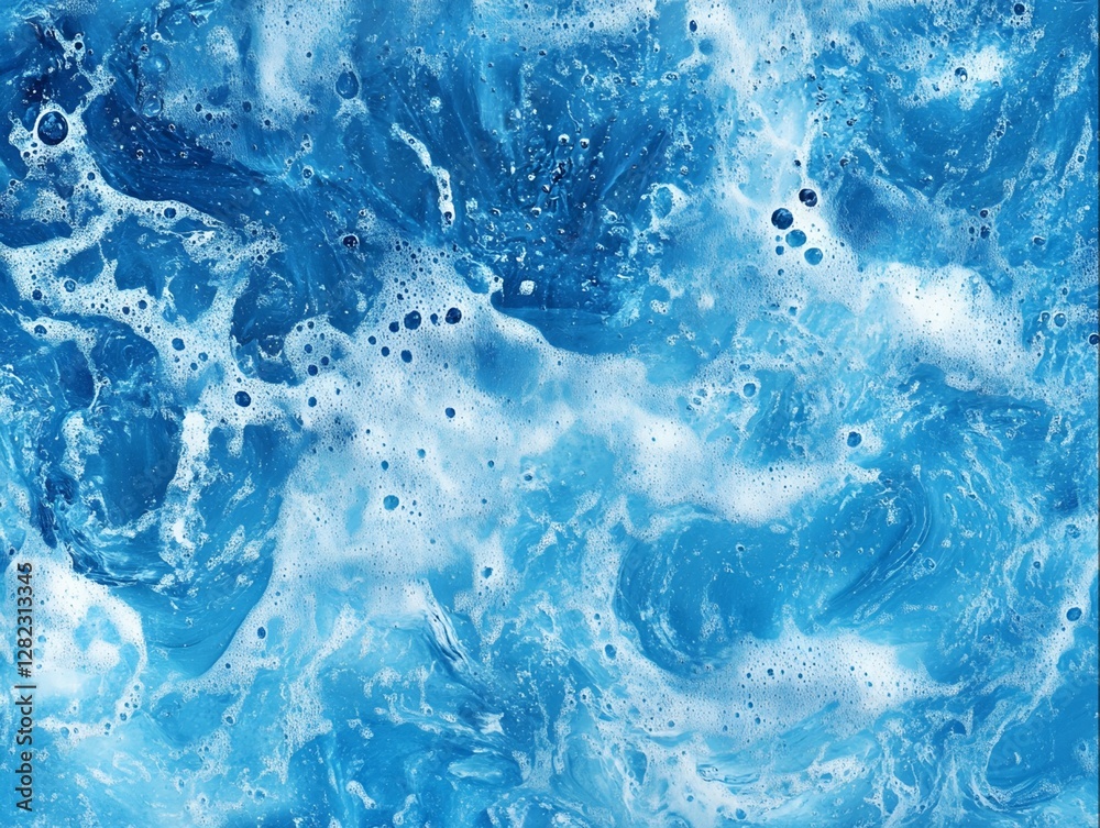 Blue Liquid with White Foam Texture Blue Liquid with White Foam Texture