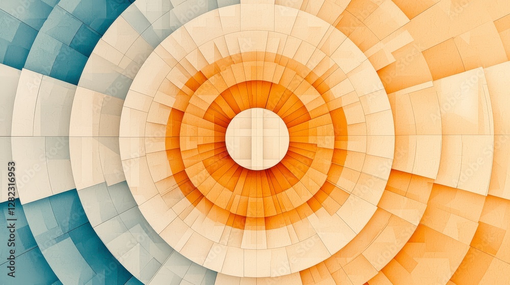 Naklejka premium Abstract Geometric Pattern with Circular Shapes in Blue and Orange Tones for Modern Design Projects