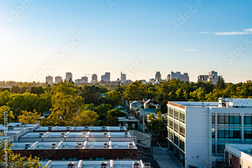 Downtown Sacramento, CA Skyline at Sunset Dusk With Skyscrapers in View