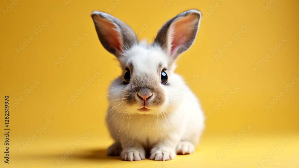 Obraz premium Adorable Fluffy Easter Bunny in a Festive Atmosphere with Soft Lighting and Realistic Details