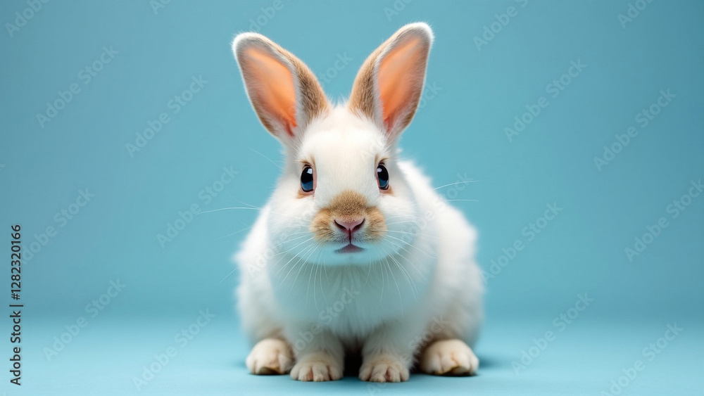 Obraz premium Adorable Fluffy Easter Bunny in a Festive Atmosphere with Soft Lighting and Realistic Details