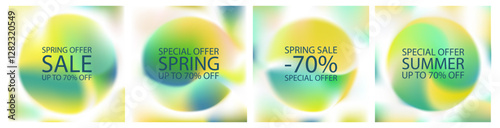 3d color noise background. Organic gradient blurred sunny garden. Cloud gradation palette. Green grain abstract music event mesh. Pastel sphere of wavy line smoky shapes. Spring light fluid pattern