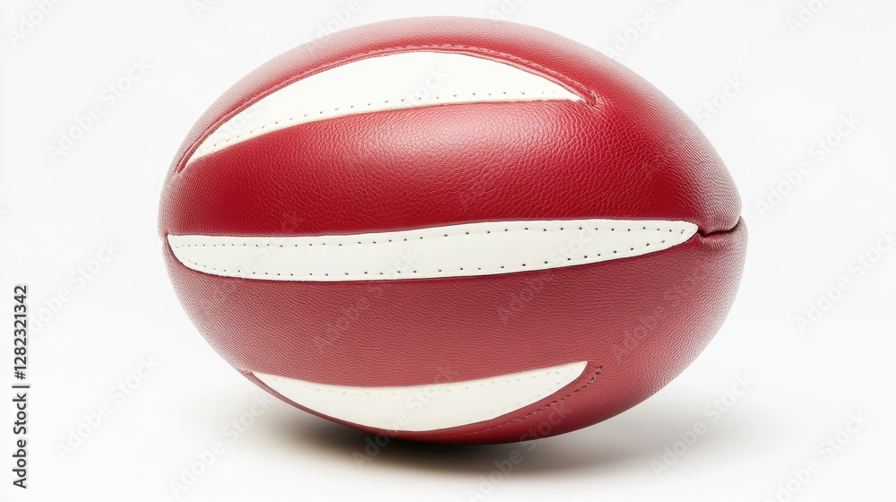 Official match rugby ball, synthetic leather texture with accurate grip pattern, high-quality rendering on white background. Official match rugby ball, synthetic leather texture with accurate grip pattern, high-quality rendering on white background.