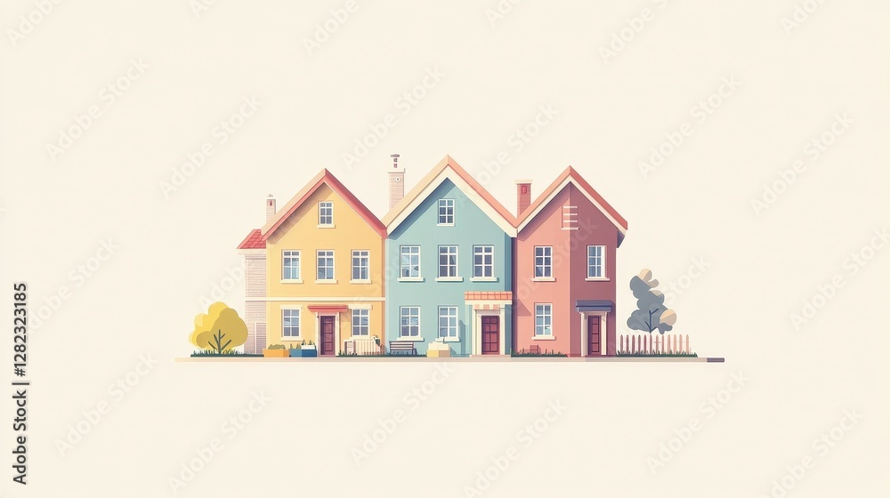 Real estate investment infographic flat design side view property market theme animation colored pastel. Real estate investment infographic flat design side view property market theme animation colored pastel.