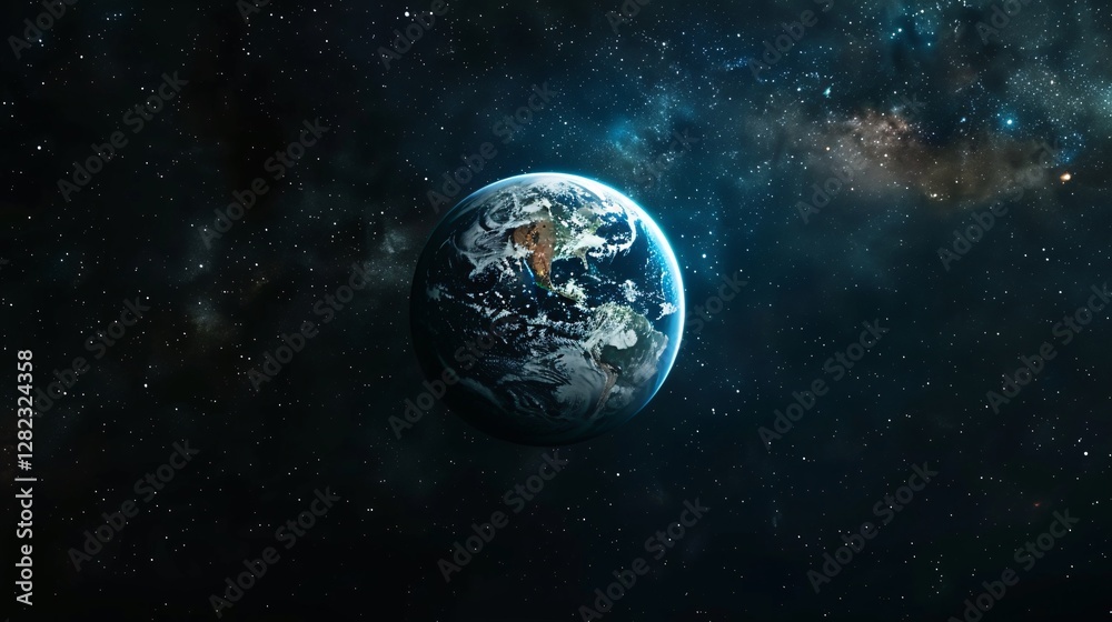 Naklejka premium A planet in the middle of the night sky