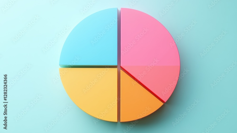 Savings and investment pie chart flat design top view personal finance theme 3D render triadic color scheme. Savings and investment pie chart flat design top view personal finance theme 3D render triadic color scheme.