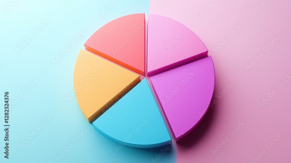 Savings and investment pie chart flat design top view personal finance theme 3D render triadic color scheme. Savings and investment pie chart flat design top view personal finance theme 3D render triadic color scheme.