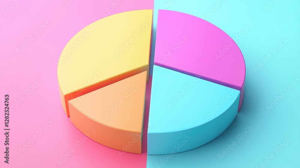 Savings and investment pie chart flat design top view personal finance theme 3D render triadic color scheme. Savings and investment pie chart flat design top view personal finance theme 3D render triadic color scheme.