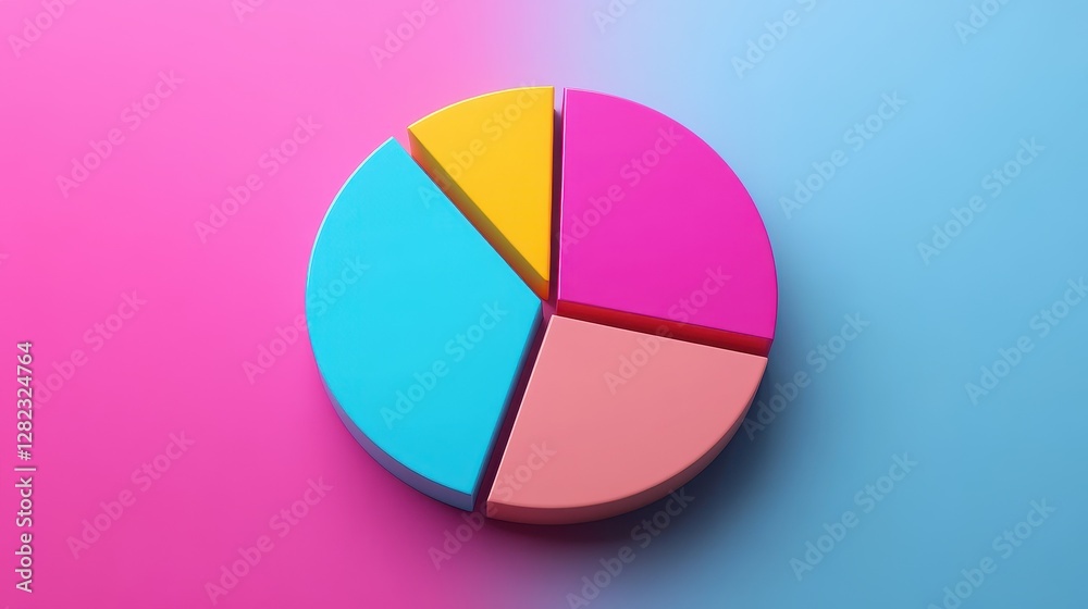 Savings and investment pie chart flat design top view personal finance theme 3D render triadic color scheme. Savings and investment pie chart flat design top view personal finance theme 3D render triadic color scheme.