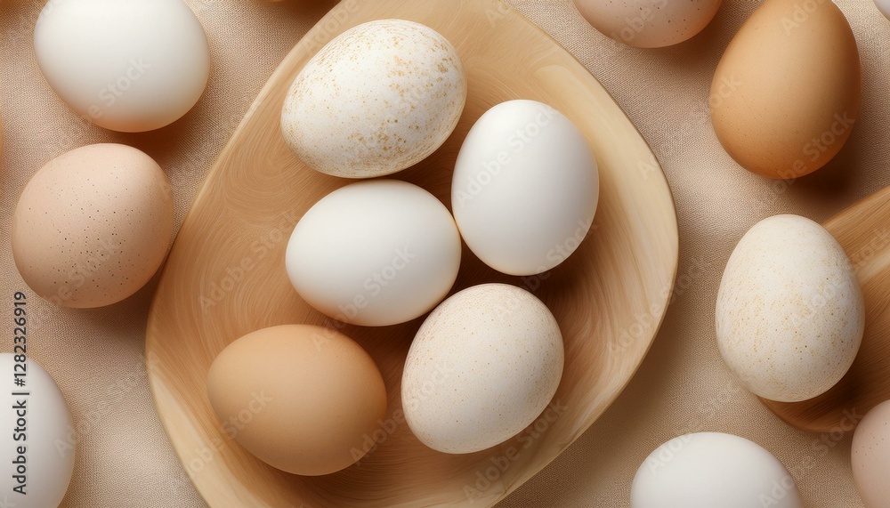 A soft, seamless background featuring a delicate speckled egg texture in natural beige and cream tones, perfect for elegant Easter designs with a subtle, organic feel.