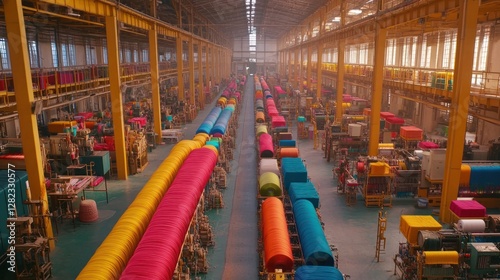 Wallpaper Mural Vibrant Textile Factory: A Symphony of Color Torontodigital.ca