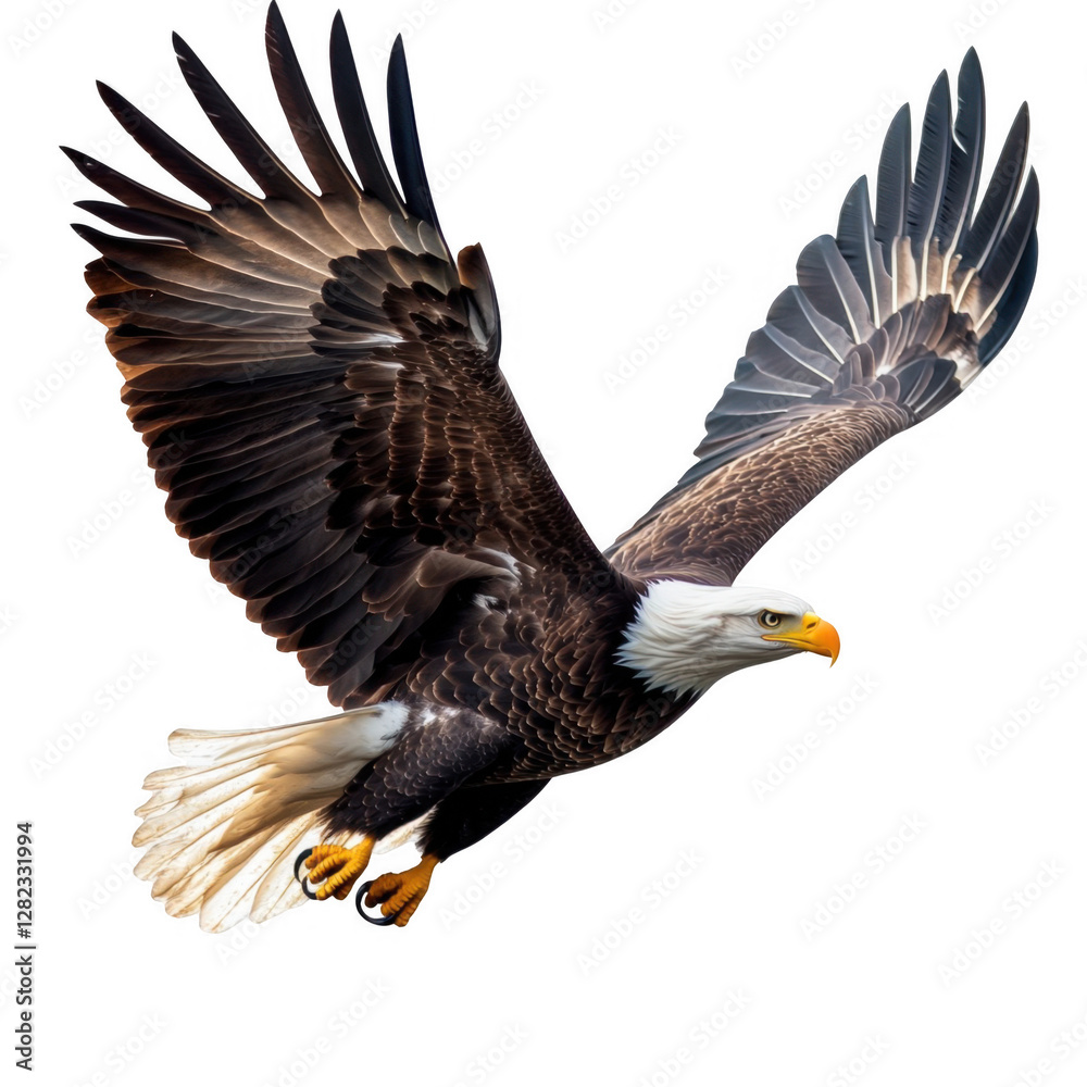 Obraz premium Majestic Eagle in Flight Displaying Powerful Wings and Sharp Talons