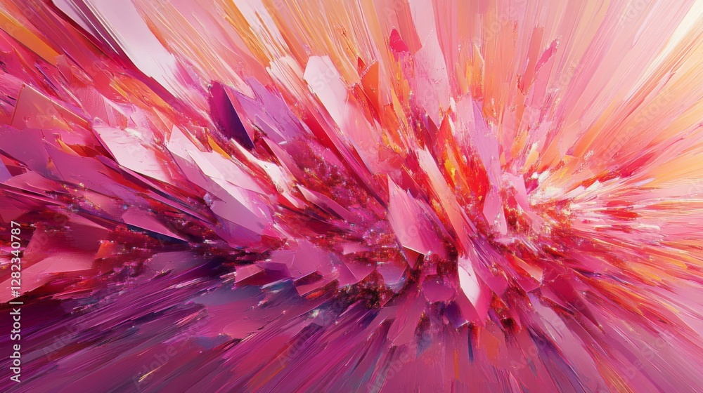Obraz premium Abstract Explosion of Pink Purple and Orange in a Modern Digital Style Art