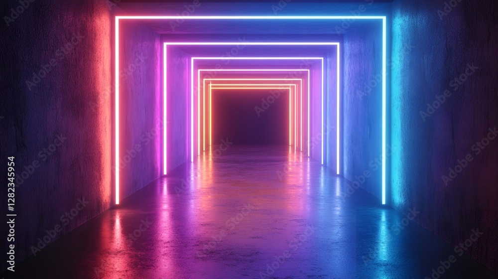 Neon Light Corridor Rendering Neon Light Corridor Rendering