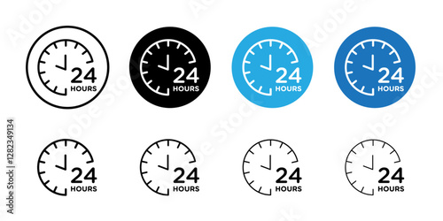 24 Hrs icon Simple outline vector logo