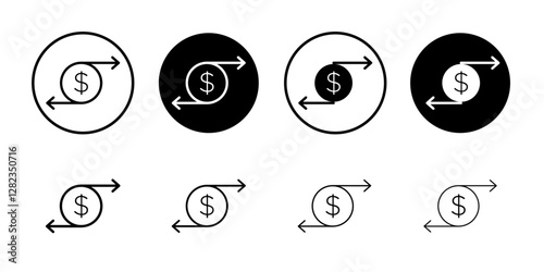 Cash flow icon Simple outline vector logo