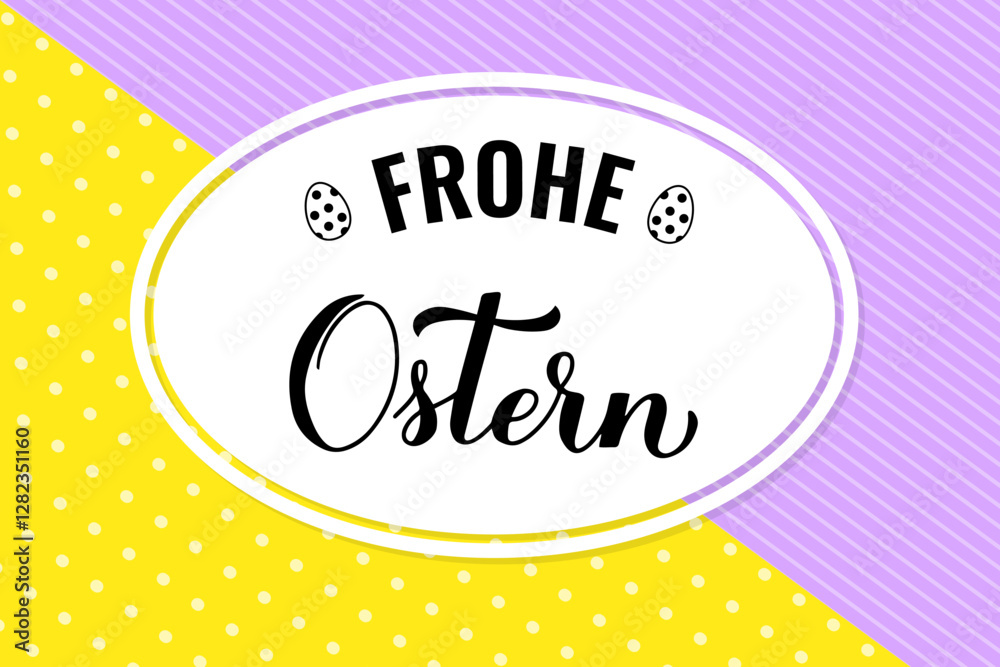 Happy Easter banner in German language. Easter celebration. Spring holidays typography poster. Vector template.
