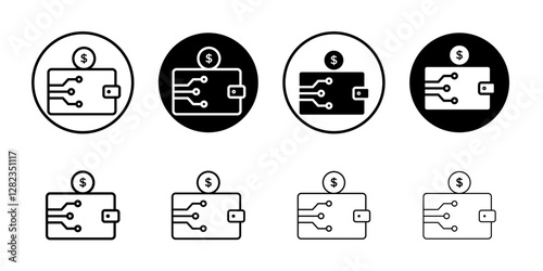 Cryptocurrency wallet icon Simple outline vector logo