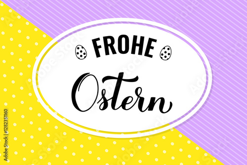 Obraz na płótnie Happy Easter banner in German language. Easter celebration. Spring holidays typography poster. Vector template. w salonie