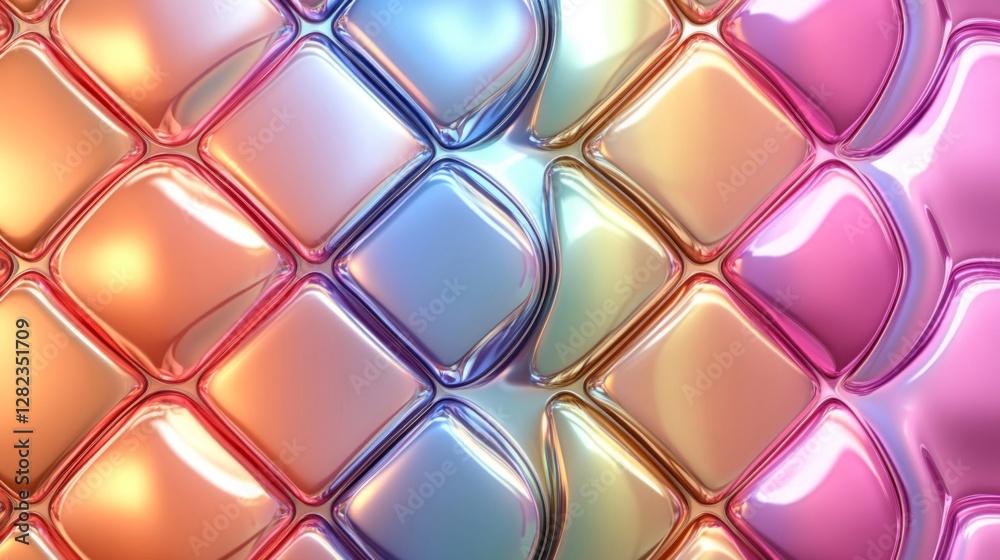 Iridescent Padded Quilted Surface with Rainbow Colors Tile Seamless Background Iridescent Padded Quilted Surface with Rainbow Colors Tile Seamless Background