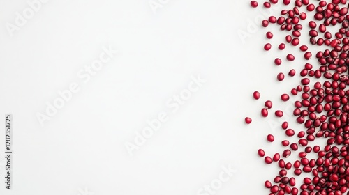 red beans on white background. Blank background for text on banners, posters, presentation materials.