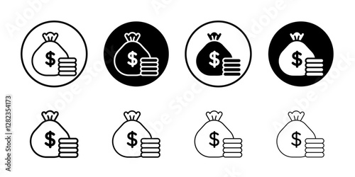 Money bag icon Simple outline vector logo