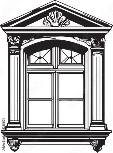 vector illustration of an old window