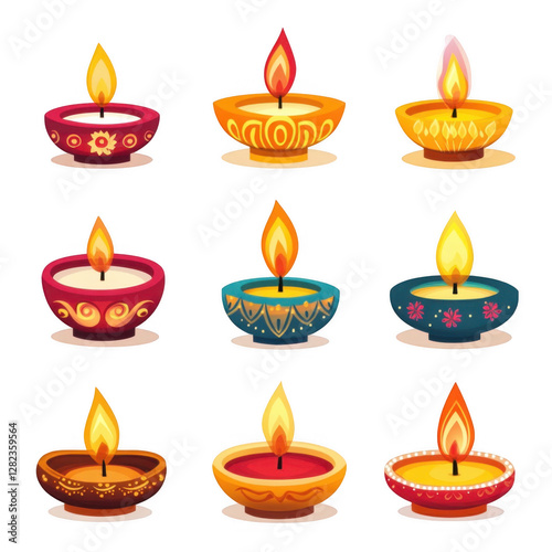 Colorful Decorative Oil Lamps for Festive Celebrations and Events