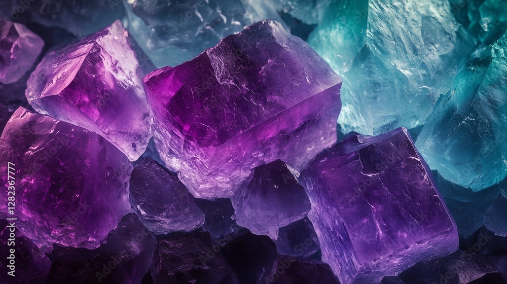 Macro shot of translucent fluorite crystal specimens showcasing rich colors and unique formations Macro shot of translucent fluorite crystal specimens showcasing rich colors and unique formations