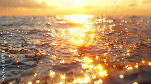 Serene Ocean Sunset with Golden Reflections