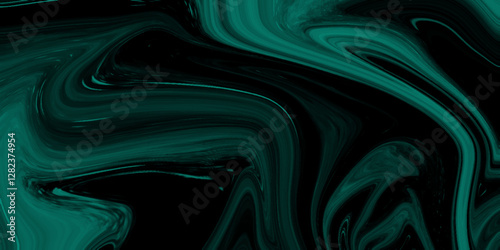 Abstract beautiful teal swirl liquid background. Abstract teal , black swirly wallpaper, wavy pattern texture, aquarelle colors mixing effect abstract backdrop. calm design Marble rock texture blue