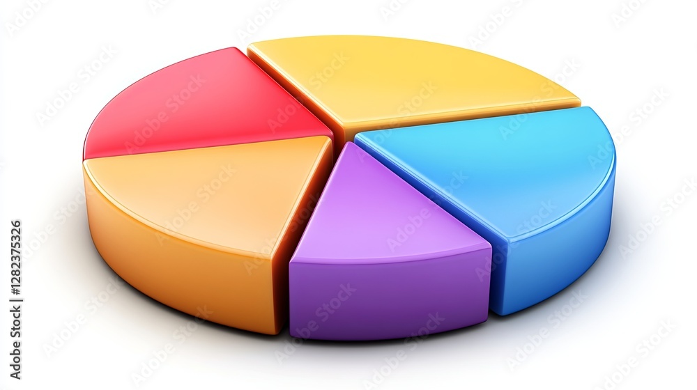 Obraz premium Colorful pie chart representation showing four distinct segments for data visualization in business analysis