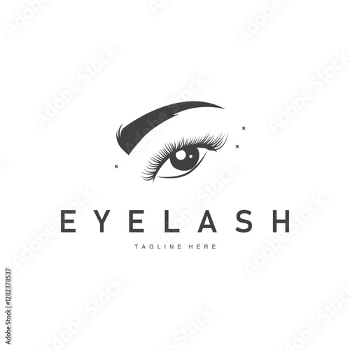 simple black silhouette design eyelash logo decoration beautify the face with a template concept for salon, spa, cosmetic shop or other business