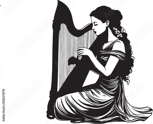 woman playing the harp