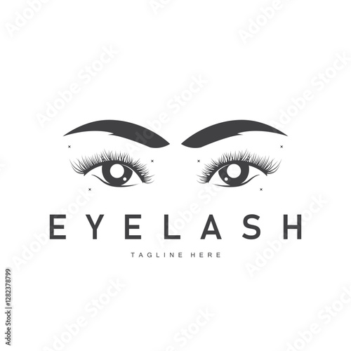 simple black silhouette design eyelash logo decoration beautify the face with a template concept for salon, spa, cosmetic shop or other business