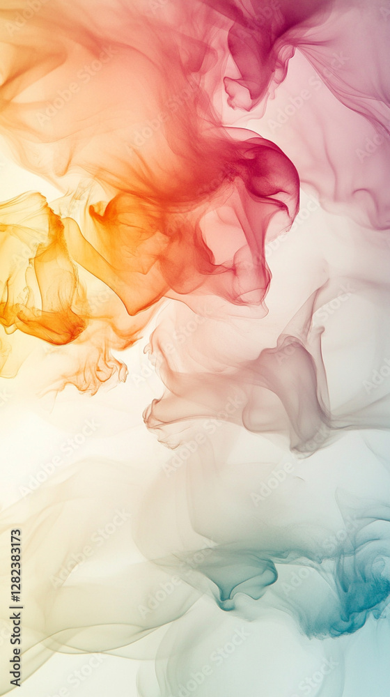 A colorful smokey background with a yellow and orange flame A colorful smokey background with a yellow and orange flame