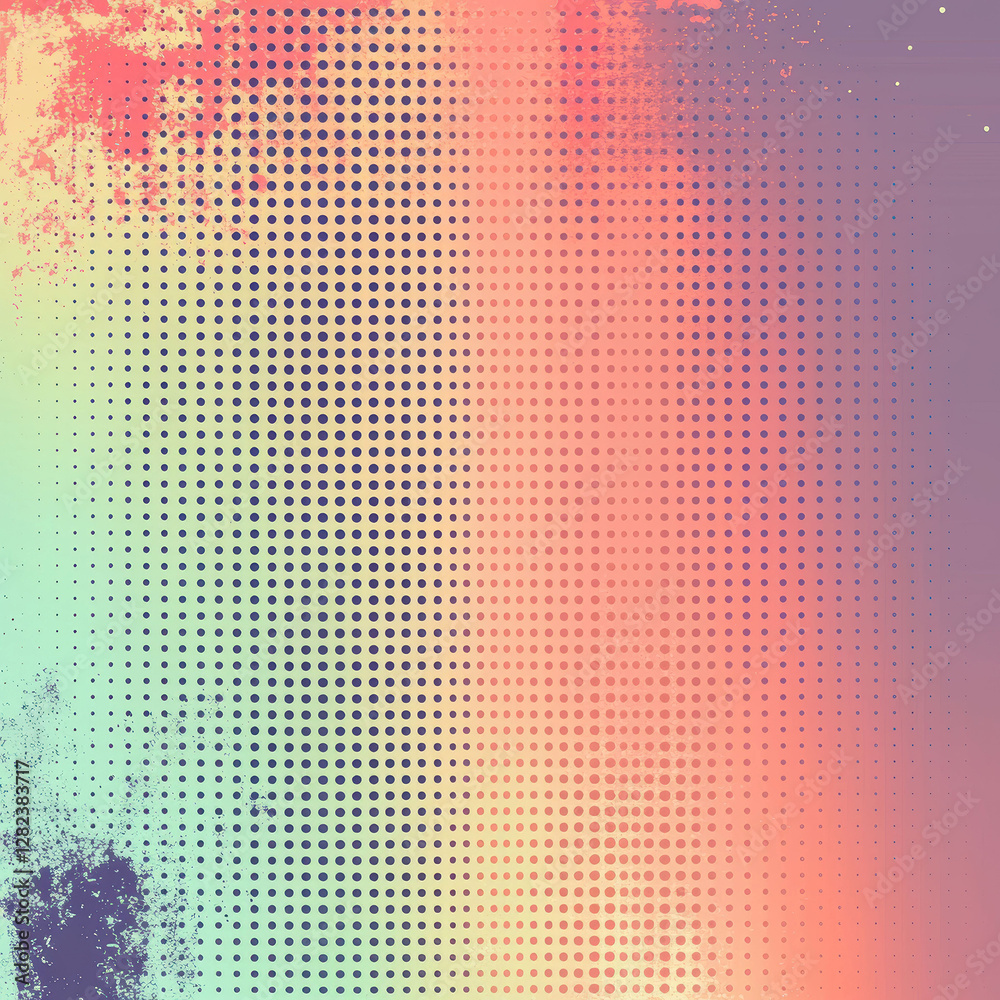 Colorful abstract design with vibrant dot patterns in shades of pink, orange, yellow, and green against a light pastel background - AI-Generated Colorful abstract design with vibrant dot patterns in shades of pink, orange, yellow, and green against a light pastel background - AI-Generated