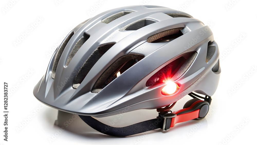 Silver Bicycle Helmet with Integrated Rear Light Silver Bicycle Helmet with Integrated Rear Light