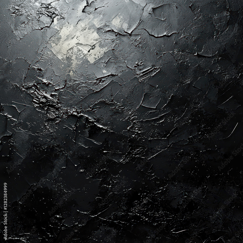 Dark, moody abstract painting with a somber tone, texture, contrasting lighter area possibly representing trees or leaves, no clear forms, contemporary style, physical artwork - AI-Generated Dark, moody abstract painting with a somber tone, texture, contrasting lighter area possibly representing trees or leaves, no clear forms, contemporary style, physical artwork - AI-Generated