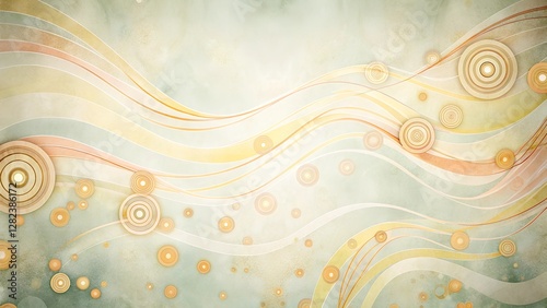 Abstract Golden Hues Vibrant Yellow and Orange Swirls with Dynamic Circles and Lines