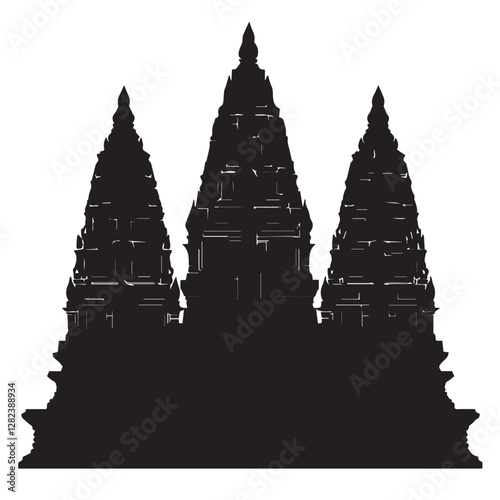silhouette of a Hindu temple