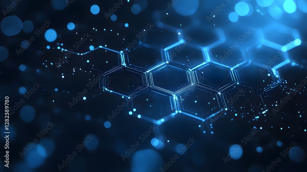 Obraz premium Blue hexagon technology pattern