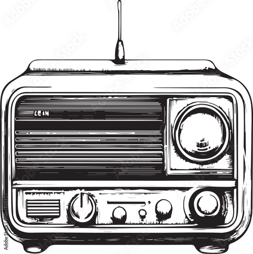 retro radio isolated on white
