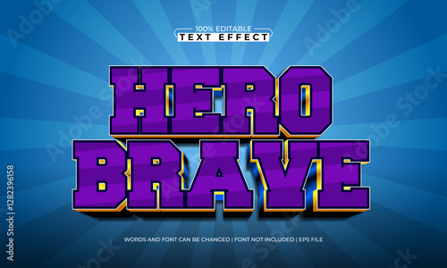 hero brave editable text effect with a hero and brave text style