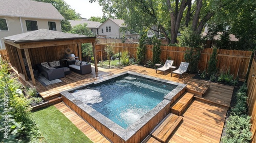 Wallpaper Mural Backyard pool with gazebo for relaxing in summer. Outdoor living for sale adverts Torontodigital.ca