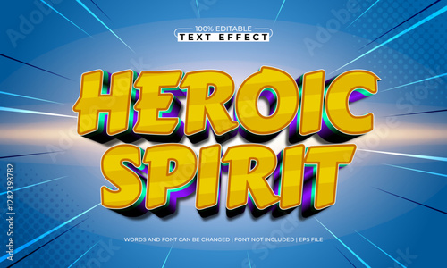 heroic spirit editable text effect with a hero and brave text style