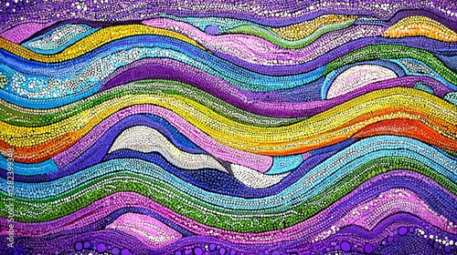 Abstract colorful wave art; vibrant swirls, design background; home decor, textile print