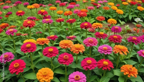 Vibrant Zinnia Garden: A Burst of Summer Colors