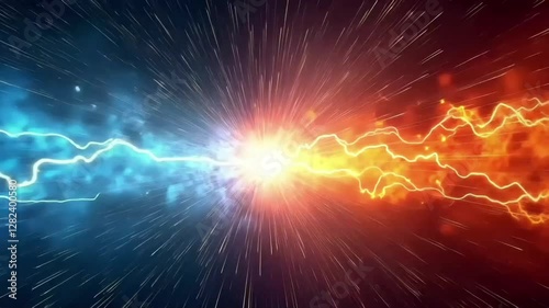VS versus Background match challenge versus thunder flame blue and red abstract background, Animation Motion Graphic Video 